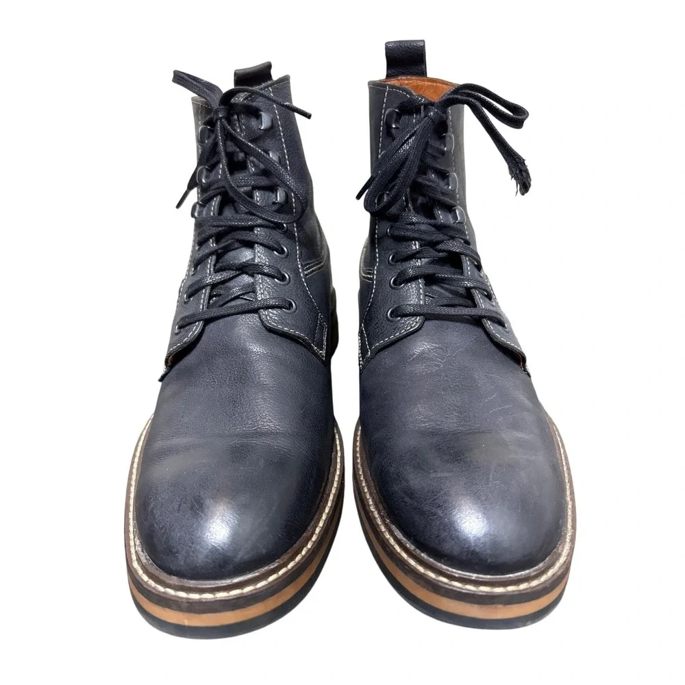 Wolverine 1883 Garrison Boots Mens 9 Black Leather Lace Up Distressed W00770